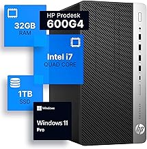 HP ProDesk 600G4 Tower Desktop Computer | Intel i7-8700 (3.4) | 32GB DDR4 RAM | 1TB SSD Solid State | Wi-Fi 5G + Bluetooth | Windows 11 Professional | Home or Office PC (Renewed)