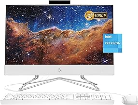 2022 All-in-One Desktop, 21.5" FHD Display, Intel Celeron J4025 Processor, 8GB RAM, 256GB PCIe SSD, Webcam, WiFi, HDMI, RJ-45, Wired Keyboard&Mouse, Windows 11 Home, White