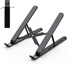 Laptop Stand for Desk, Adjustable Laptop Riser ABS+Silicone Foldable Portable Notebook Holder, Ventilated Cooling Notebook Mount Computer Stand for 10-15.6” Laptops,Tablets-Black