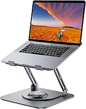Laptop Stand for Desk, Adjustable Computer Stand with 360° Rotating Base, Ergonomic Laptop Riser for Collaborative Work, Foldable & Portable Laptop Stand, fits for All 10-16" Laptops