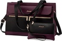 LOVEVOOK Laptop Bag for Women 15.6 Inch Tote Work Professional Leather Computer Briefcase Waterproof Handbag Shoulder Large Capacity Business Teacher Office Crossbody Purse
