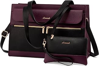 LOVEVOOK Laptop Bag for Women 15.6 Inch Tote Work Professional Leather Computer Briefcase Waterproof Handbag Shoulder Large Capacity Business Teacher Office Crossbody Purse