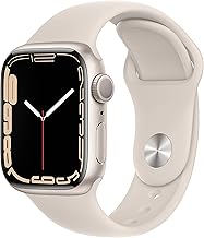 Apple Watch Series 7 (GPS, 41mm) Starlight Aluminum Case with Starlight Sport Band, Regular (Renewed)