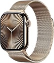 Watch Series 10 [GPS + Cellular 42mm case] Smartwatch with Gold Titanium Case with Gold Milanese Loop. Fitness Tracker, ECG App, Always-On Retina Display, Carbon Neutral