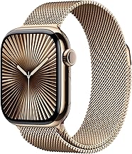 Watch Series 10 [GPS + Cellular 42mm case] Smartwatch with Gold Titanium Case with Gold Milanese Loop. Fitness Tracker, ECG App, Always-On Retina Display, Carbon Neutral