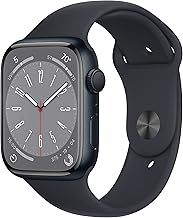Apple Watch Series 8 [GPS, 45mm] - Midnight Aluminum Case with Midnight Sport Band, S/M (Renewed)